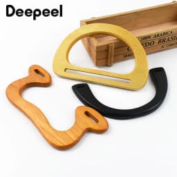 Bag Wooden Handles D Shape Handbag Kiss Clasp Purse Frames Handle Replacement Parts DIY Wallet Sewing Brackets Accessories