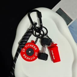 Fitness Keychain Gym Lover Barbell Key chain Weightlifting Keyring Silicone Weight Plate Gym Gifts Workout Gifts Bag Charm Backp