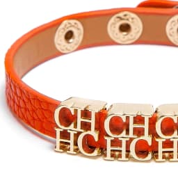 CH Fashionable Leather Bracelet with Gold Metal Letter Charms Adjustable Snap Button Closure Trendy Accessory Women