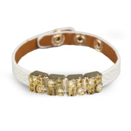 CH Fashionable Leather Bracelet with Gold Metal Letter Charms Adjustable Snap Button Closure Trendy Accessory Women