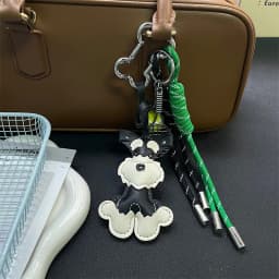 Lovely PU Leather Schnauzer Keychain Dog Cute Puppy PU Leather Hanger Animal Cartoon Bag Pendant Women