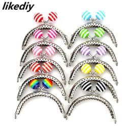 10 Pcs/Lot 8.5 CM Stripe Lollipop Bead Metal Purse Frame Bright And Clean Semicircle Silver Kiss Clasp Bag Accessory