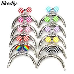 10 Pcs/Lot 8.5 CM Stripe Lollipop Bead Metal Purse Frame Bright And Clean Semicircle Silver Kiss Clasp Bag Accessory