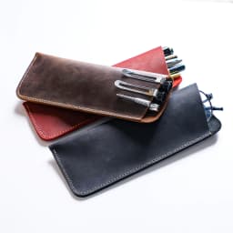 Vintage Crazy Horse Leather Pen Pouch Simple Pure Handmade Leather Small Pen Case Men's and Women's Portable Storage Glasses Pro