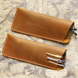 Vintage Crazy Horse Leather Pen Pouch Simple Pure Handmade Leather Small Pen Case Men's and Women's Portable Storage Glasses Pro