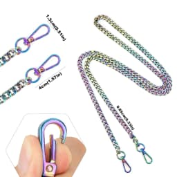 Rainbow Metal Purse Chain Straps Shoulder Crossbody Straps Replacement Flat Chain Strap for Purses Bags