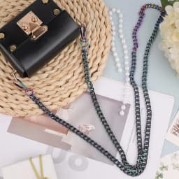 Rainbow Metal Purse Chain Straps Shoulder Crossbody Straps Replacement Flat Chain Strap for Purses Bags