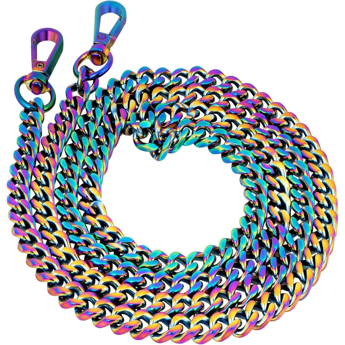 Rainbow Metal Purse Chain Straps Shoulder Crossbody Straps Replacement Flat Chain Strap for Purses Bags