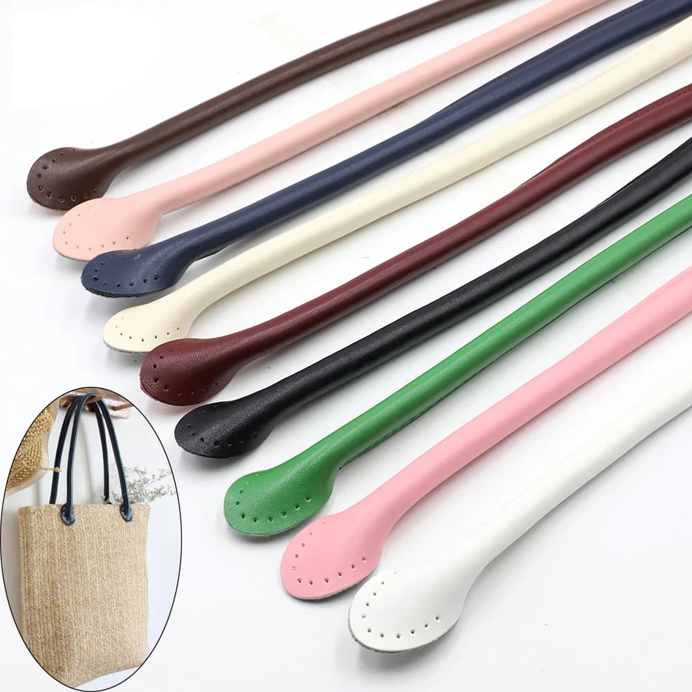 1Pair 40cm 50cm 60cm Cow Leather Bag Handle Shoulder Bag Strap Replacement Handbag Belt Straps for DIY Handmade Bag Accessories