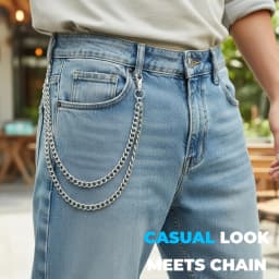 Men Women Double Layer Wallet Chain Hip Hop Punk Jeans Chain Biker Motorcycle Keychain