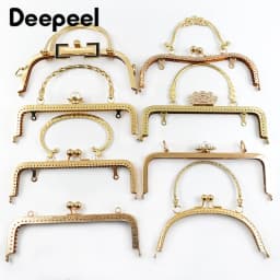 Gold Bags Kiss Clasp Lock Purse Frame Metal Retro Square Bag Handles Sewing Brackets Handbag Frames Handle DIY Accessories