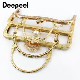 Gold Bags Kiss Clasp Lock Purse Frame Metal Retro Square Bag Handles Sewing Brackets Handbag Frames Handle DIY Accessories