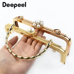 Gold Bags Kiss Clasp Lock Purse Frame Metal Retro Square Bag Handles Sewing Brackets Handbag Frames Handle DIY Accessories