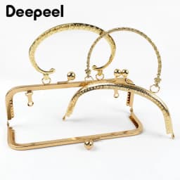 Gold Bags Kiss Clasp Lock Purse Frame Metal Retro Square Bag Handles Sewing Brackets Handbag Frames Handle DIY Accessories