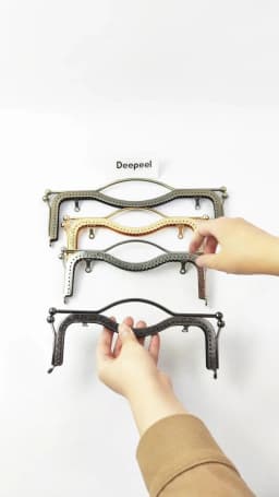 1-5Pcs Deepeel 20.5/27cm Metal Purse Kiss Clasp Lock HandBag Embossed Frame Retro Wallet Hand Pull Parts Bag Handle Accessories