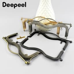 1-5Pcs Deepeel 20.5/27cm Metal Purse Kiss Clasp Lock HandBag Embossed Frame Retro Wallet Hand Pull Parts Bag Handle Accessories