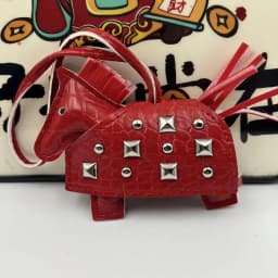 Fashion Pendant Bag Accessory Silver Rivets Horse Bag Charm Accessories Hand Sewn PU Leather Foal