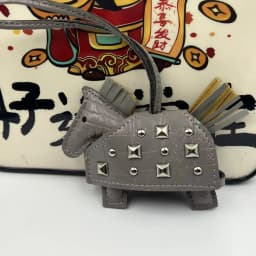 Fashion Pendant Bag Accessory Silver Rivets Horse Bag Charm Accessories Hand Sewn PU Leather Foal