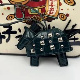 Fashion Pendant Bag Accessory Silver Rivets Horse Bag Charm Accessories Hand Sewn PU Leather Foal