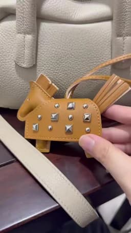 Fashion Pendant Bag Accessory Silver Rivets Horse Bag Charm Accessories Hand Sewn PU Leather Foal