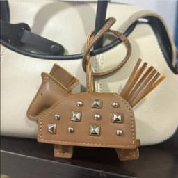 Fashion Pendant Bag Accessory Silver Rivets Horse Bag Charm Accessories Hand Sewn PU Leather Foal