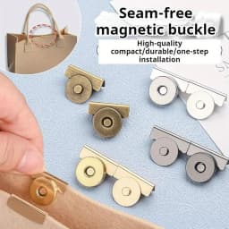 5Pairs Snap Buttons Metal Seamless Magnetic Buckle Clasp for Tote Bags, Clothing and DIY Crafts, No-Sewing Clip for Purse