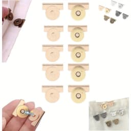 5Pairs Snap Buttons Metal Seamless Magnetic Buckle Clasp for Tote Bags, Clothing and DIY Crafts, No-Sewing Clip for Purse