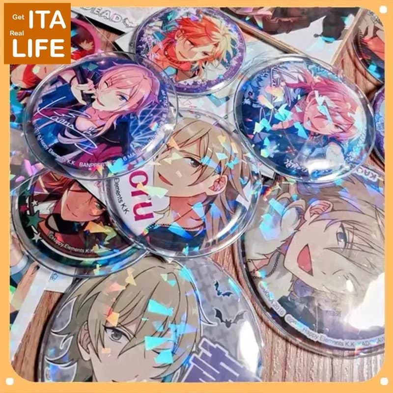 Italife Glitter Badge Holder Ita Bag Accessories Protector Case Laser Anime Tin Badge Cover Itabag Decoration Pin sleeve H318