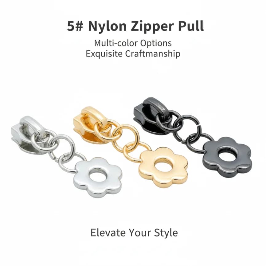 10-100pcs DIY Plum Blossom Nylon Zipper Sliders Repair Kit 3# 5# Zip Pull Replacement for Bags Pockets Clothes Sewing Accessory