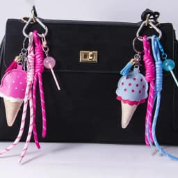 Women's Pendants Niche Leather Ice Cream Pendants Mini Lollipop Buns Car Key Chains Simple Fashion Charm Pendants