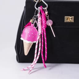 Women's Pendants Niche Leather Ice Cream Pendants Mini Lollipop Buns Car Key Chains Simple Fashion Charm Pendants