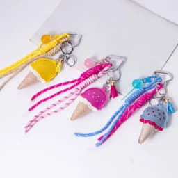 Women's Pendants Niche Leather Ice Cream Pendants Mini Lollipop Buns Car Key Chains Simple Fashion Charm Pendants