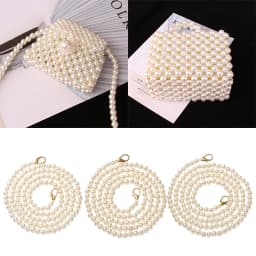 Pearls Strap for Bags Fashion Elegant Pearl Handbag' Handles DIY Purse Replacement Long Beaded Chain Shoulder Bag Straps Belt