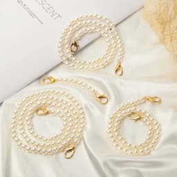 Pearls Strap for Bags Fashion Elegant Pearl Handbag' Handles DIY Purse Replacement Long Beaded Chain Shoulder Bag Straps Belt