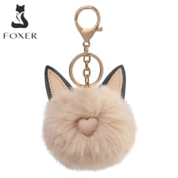 FOXER Soft Women's Fashion Bag Pendant Cute Love Ball Keyring Accessories for Girl's Gift