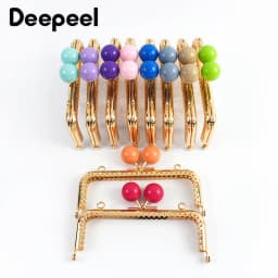 1-5Pcs 12.5cm Purse Frame Bag Kiss Clasp Lock Bags Resin Beads Ball Clutch Frames for Making DIY Handle Sewing Craft 18 Colors