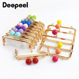 1-5Pcs 12.5cm Purse Frame Bag Kiss Clasp Lock Bags Resin Beads Ball Clutch Frames for Making DIY Handle Sewing Craft 18 Colors