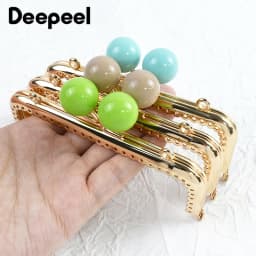1-5Pcs 12.5cm Purse Frame Bag Kiss Clasp Lock Bags Resin Beads Ball Clutch Frames for Making DIY Handle Sewing Craft 18 Colors