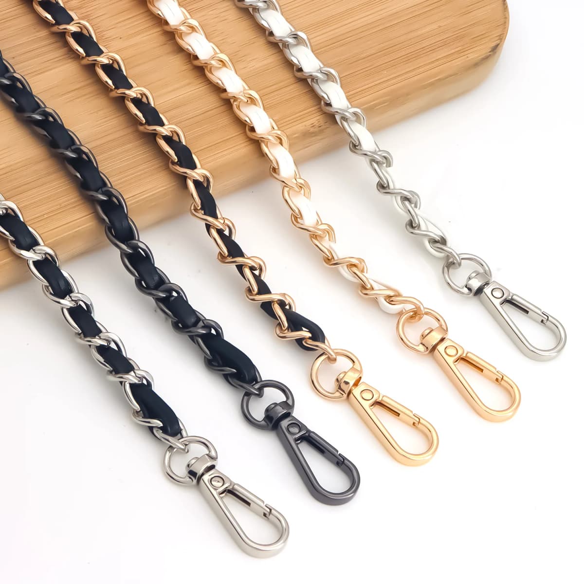 47in PU Leather Flat Chain Strap Handbag Chains Purse Straps Shoulder Cross Body Replacement Strap DIY Purse Making