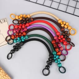 Women Fashion Wooden Bead Rope Bag Strap Wooden Handle Rope Beads Handbag Shoulder Belt DIY Replacement Bag Accessories