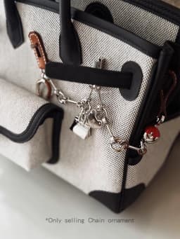 Luxury Metal Spliced Calfskin Bag Charm Silver Chain Pendant For Birkin Kelly Handbag Decor,Fashion Bag Accessory
