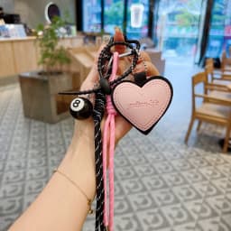 Fashion Creative Lucky Billiard Black No.8 Ball Key Chain Weaving Colorful Rope Bag Hanging Trendy Bag Hanging Jewelry Gift