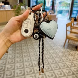 Fashion Creative Lucky Billiard Black No.8 Ball Key Chain Weaving Colorful Rope Bag Hanging Trendy Bag Hanging Jewelry Gift