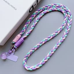 Colourful Braided Rope Fashion Diagonal Strap Rope Anti-Loss Sturdy Lanyard Keychain Rope Mobile Phone Love Lanyard