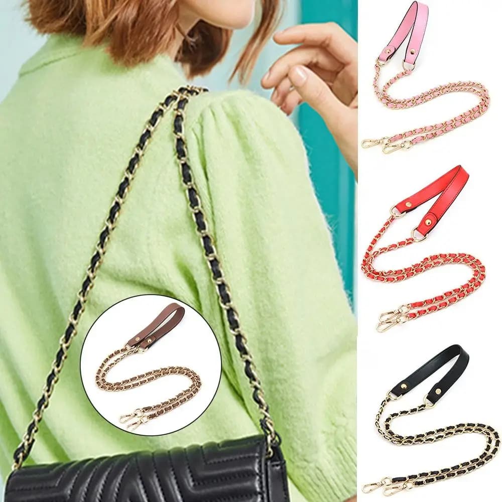120cm Metal Bag Chains DIY Detachable Replacement Purse Belts Fashion PU Leather Straps for Handbags Shoulder Chain Accessories