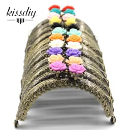 KISSDIY 10pcs 8.5CM Rose Head Pattern Purse Frame Antique Bronze Semi-Circle Shape Bag Kiss Clasp Lace Metal DIY Bag Accessories