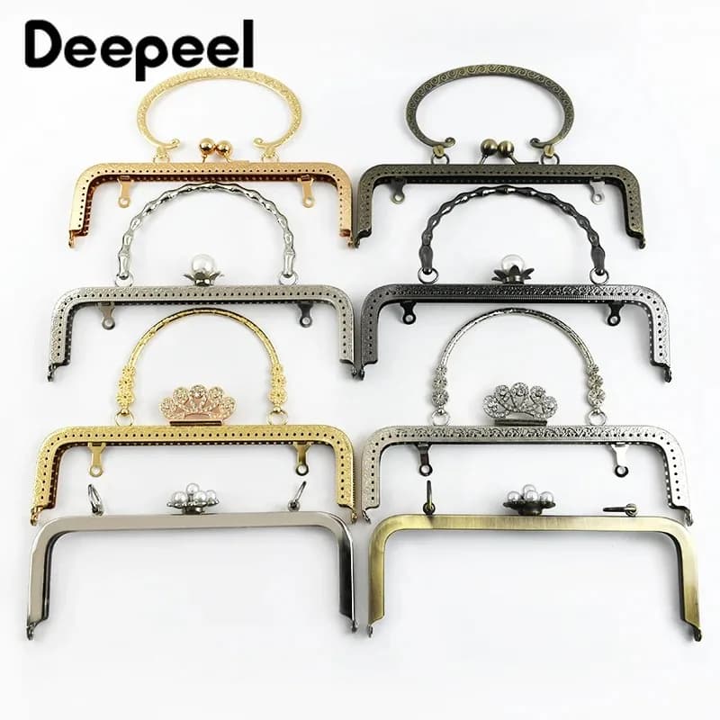1/2/5Pcs 20cm Embossed Metal Handles for Bags Women Handbag Purse Frame Closure Kiss Clasp DIY Sewing Brackets Bag Accessories