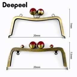 1Pc 20cm Metal Pearl Head Handle Handbag Retro Kiss Clasp Lock Buckle Purse Frame Brackets Bag Handles Replacement Accessories