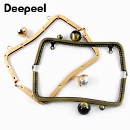 1Pc 20cm Metal Pearl Head Handle Handbag Retro Kiss Clasp Lock Buckle Purse Frame Brackets Bag Handles Replacement Accessories