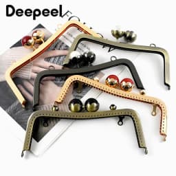 1Pc 20cm Metal Pearl Head Handle Handbag Retro Kiss Clasp Lock Buckle Purse Frame Brackets Bag Handles Replacement Accessories